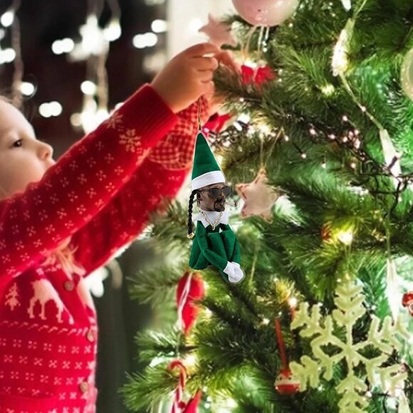 Black Christmas Elf Doll Hip Hop Style for Holiday Party and Tree Decorations - Picture 3 of 5